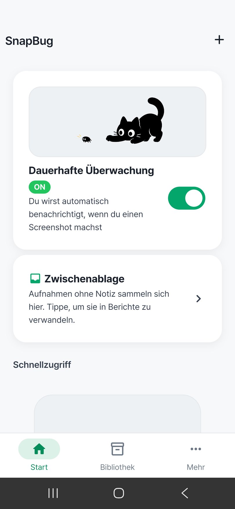 SnapBug-Startbildschirm