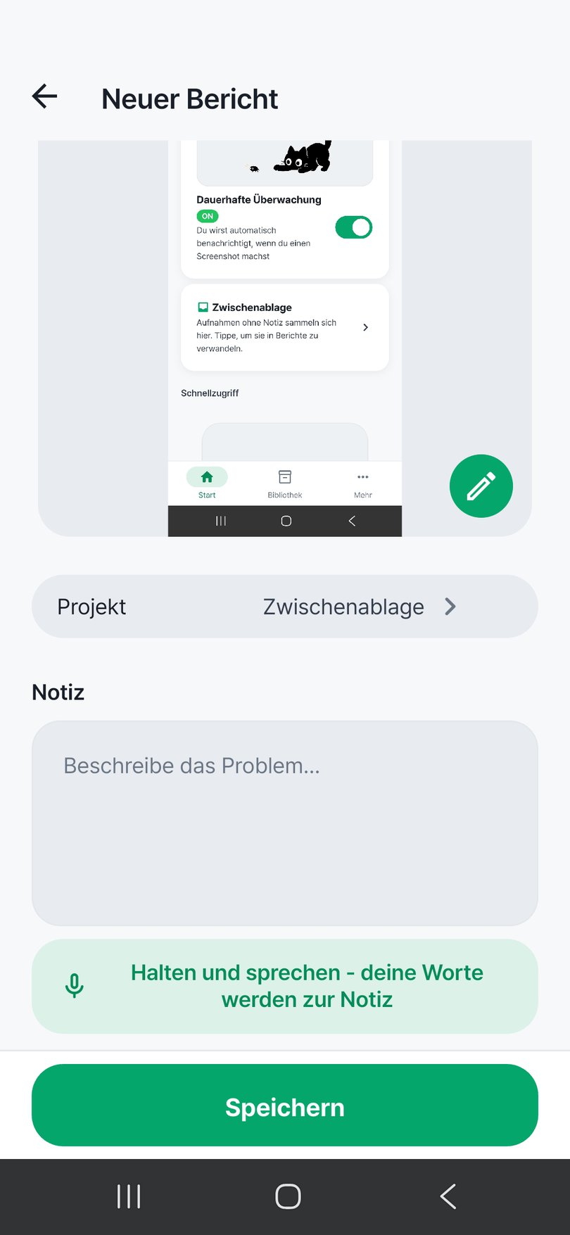 Spracheingabe für Notizen