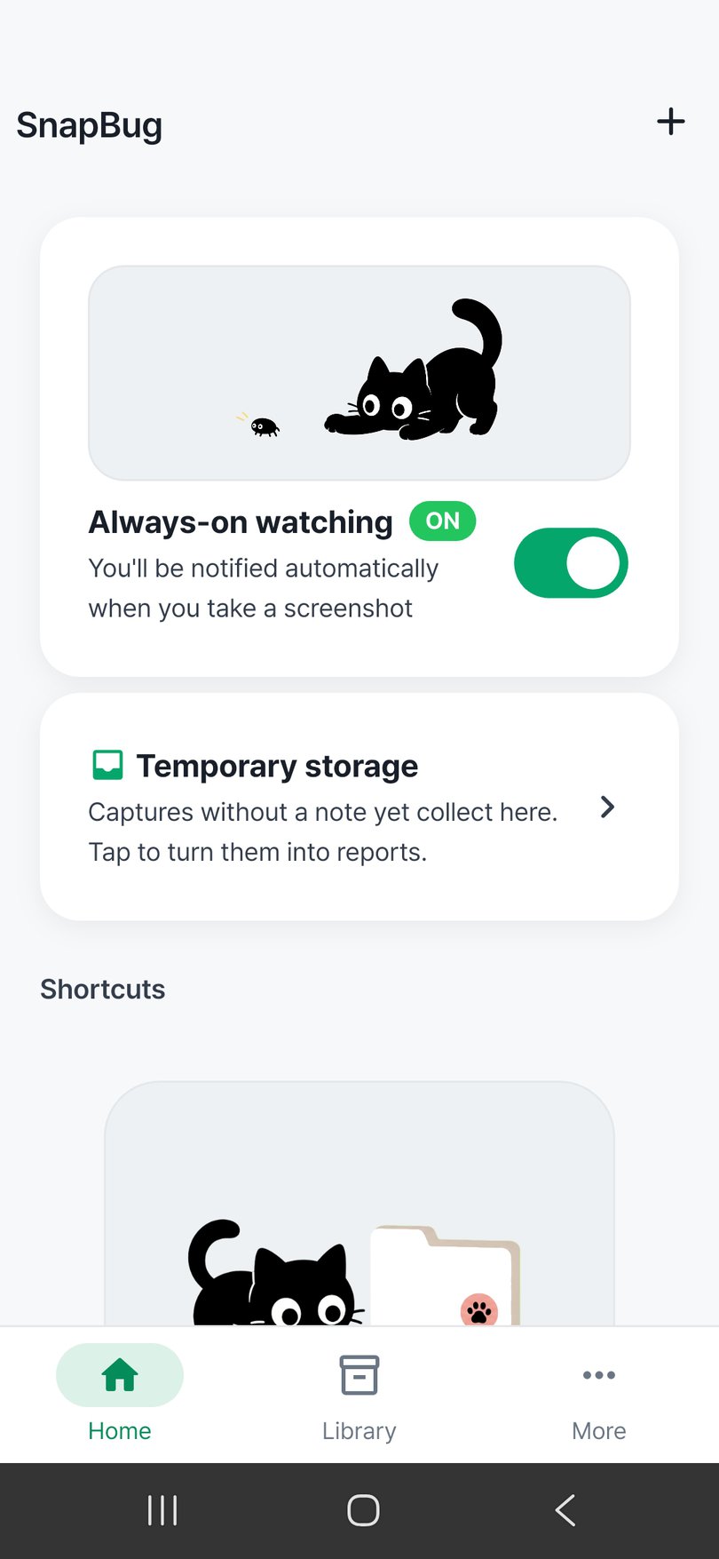 SnapBug home screen