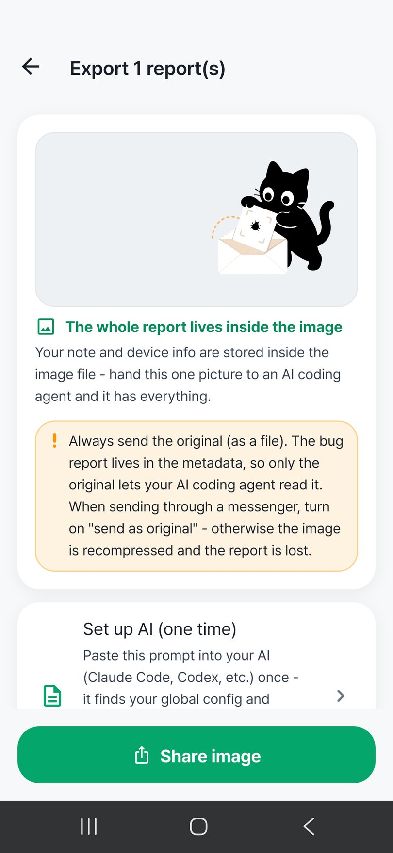Report export screen