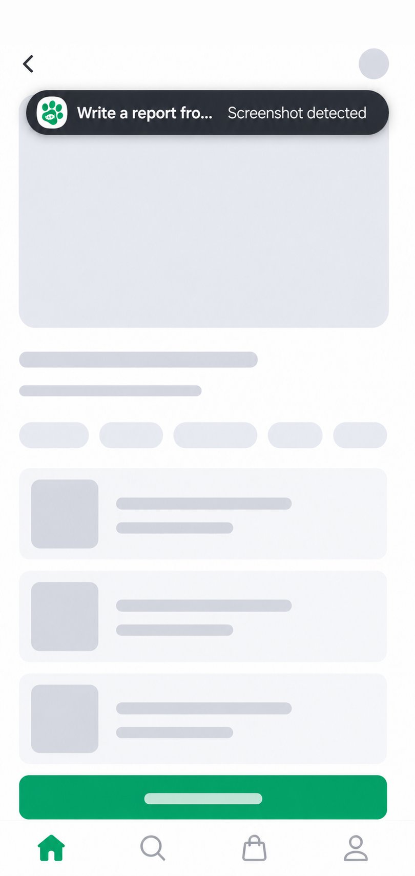 Screenshot detection alert
