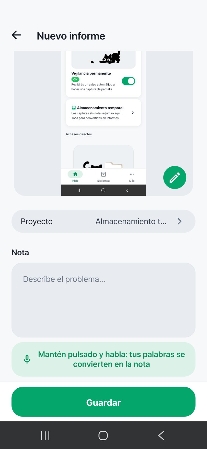 Entrada de nota de voz